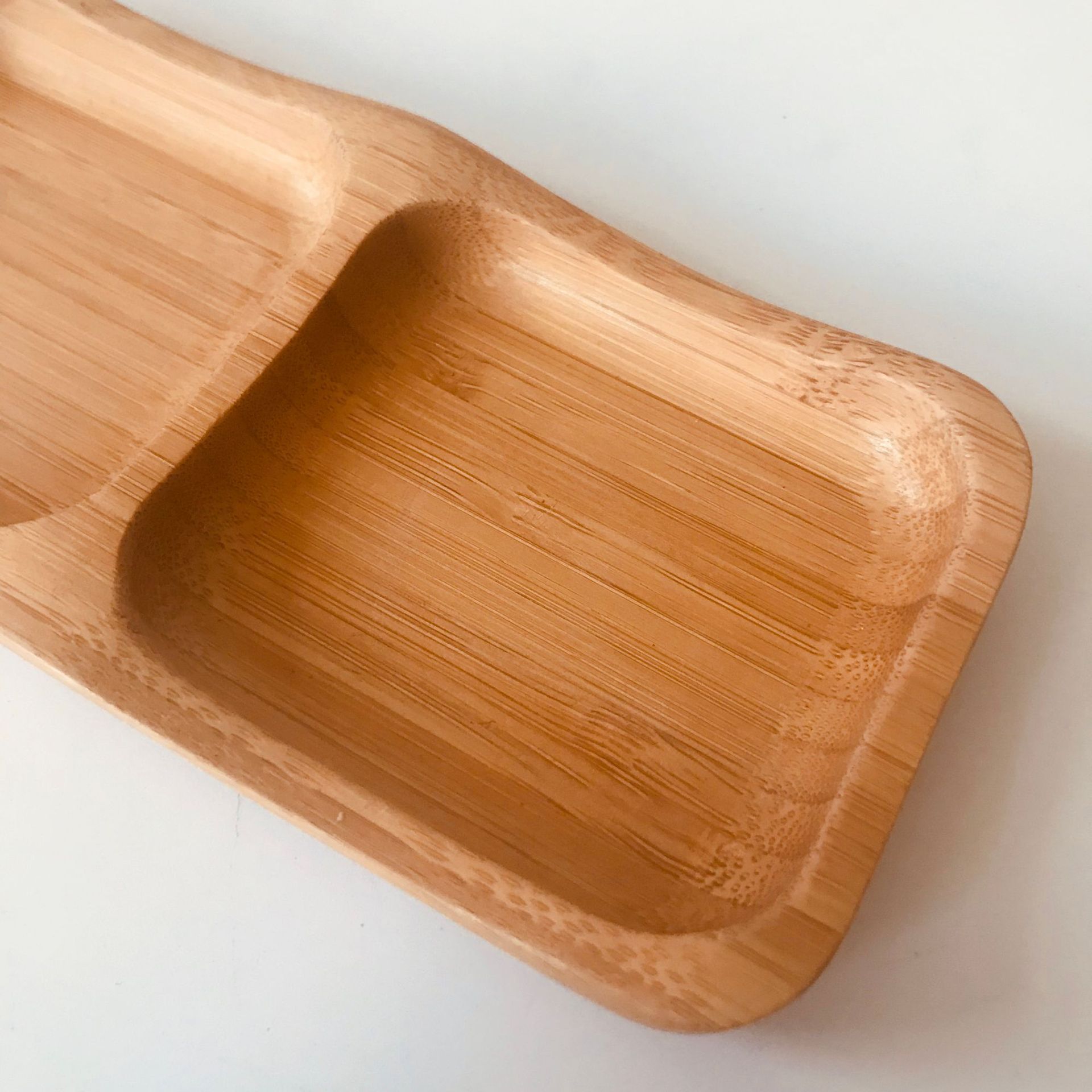 竹木创意火锅蘸酱小碟子调味碟 日式长方形双格小菜碟 蘸酱调料盘