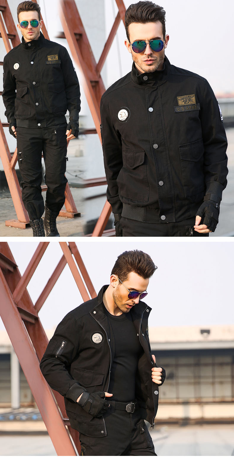 飞行员夹克男空军美式工装军事风军绿色休闲立领港味外套军装春秋