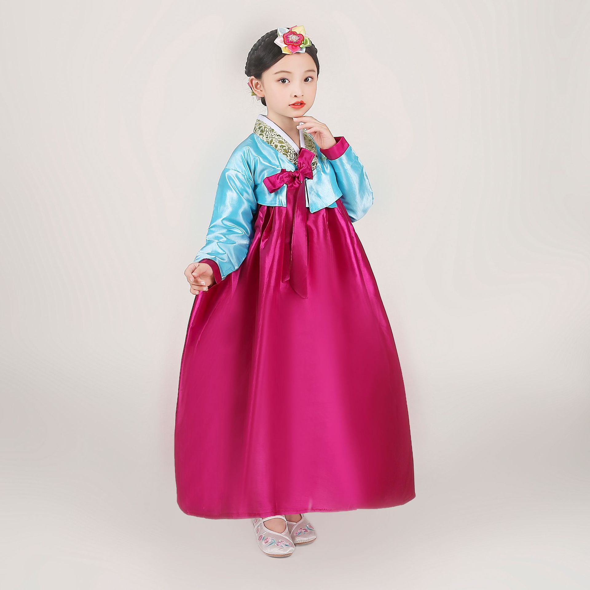 韩服女童朝鲜族服装儿童民族舞蹈服韩国传统服饰大长今服装演出服