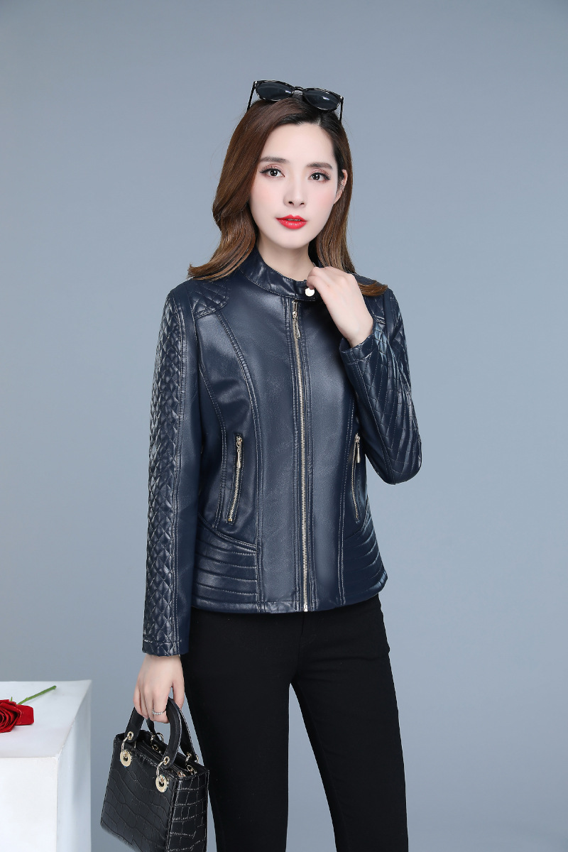 2020春季新款女装皮衣女 修身短款时尚休闲韩版皮衣 女款皮衣外套