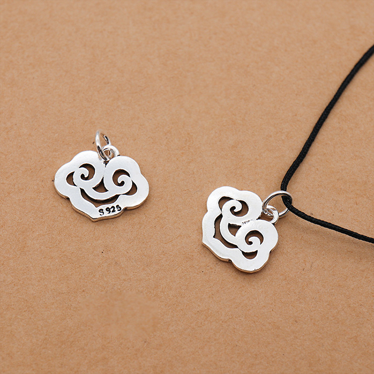 新款s925纯银项链吊坠 新中式设计感中国风镂空祥云手链挂件配饰