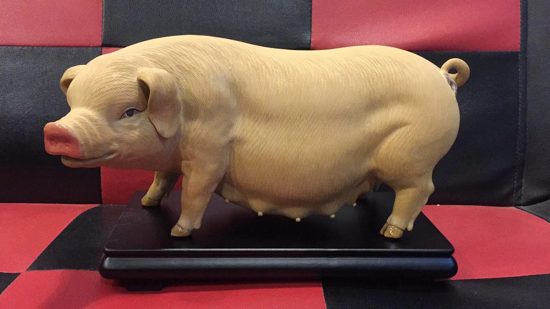 年年富足陶瓷猪生肖摆件石湾公仔年货春节礼品客厅玄关招财装饰品