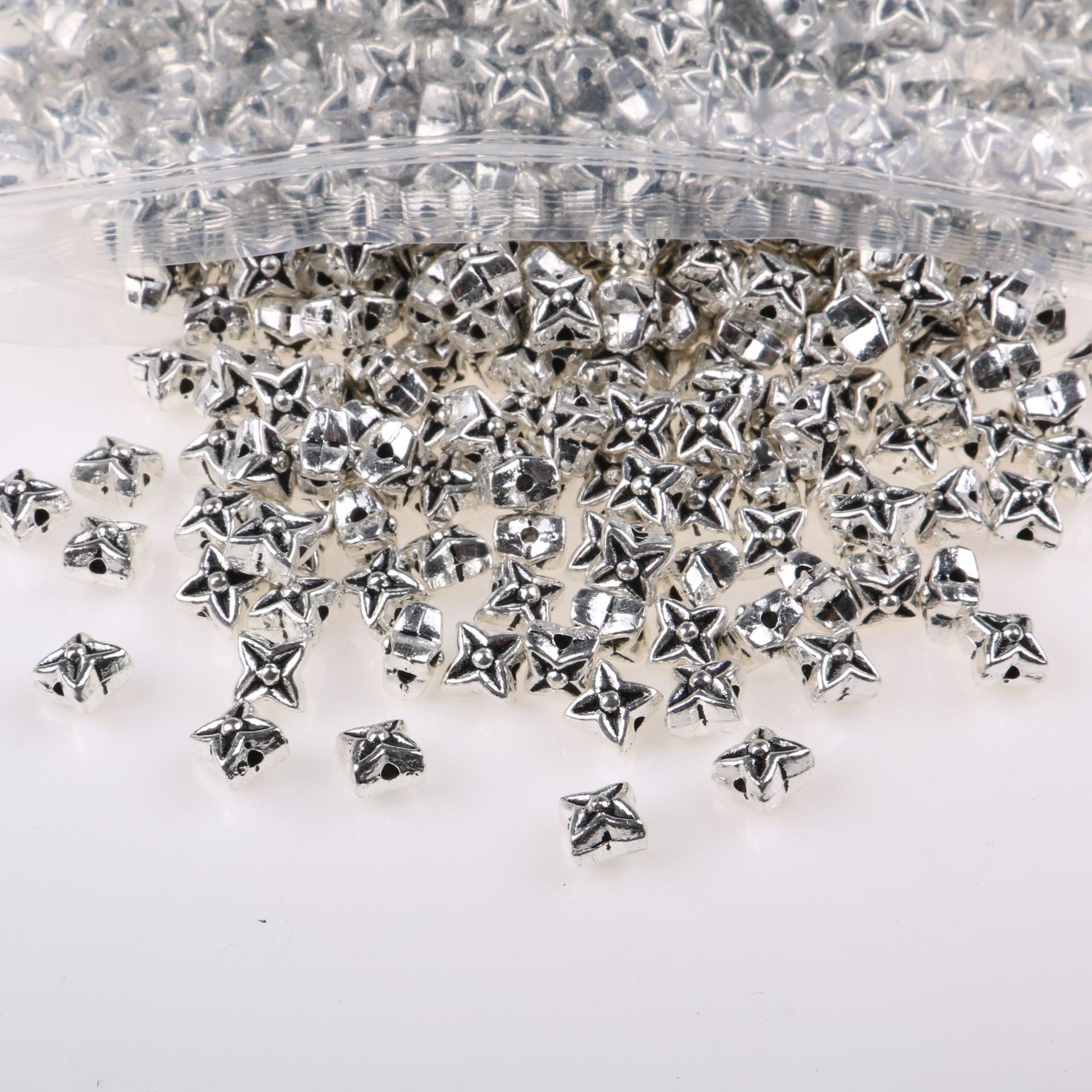 环保锌合金珠子 合金珠星星形珠子 diy制作项链手链配件50个/包