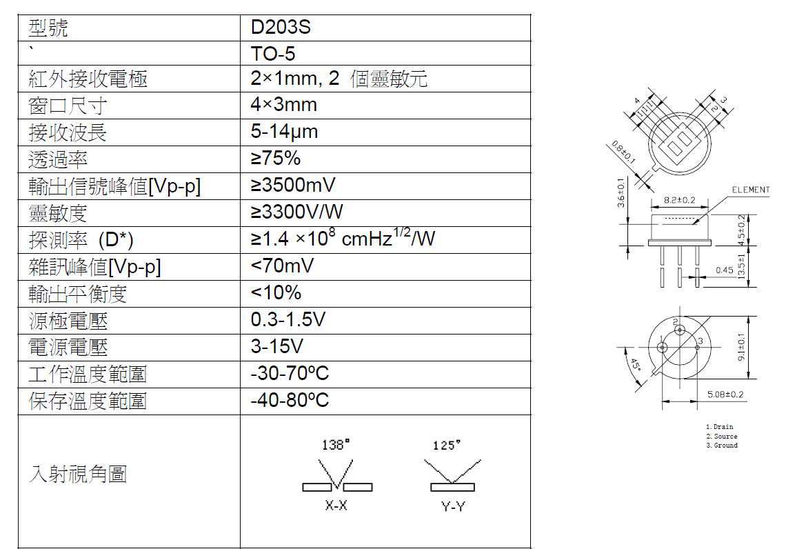 红外传感器厂家原厂 d203s