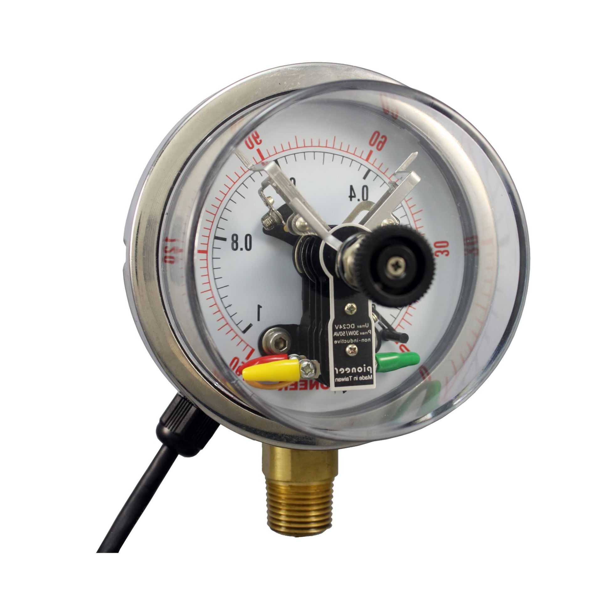 优质100mm径向电接点压力表 电触点压力表 上下限报警接点压力表