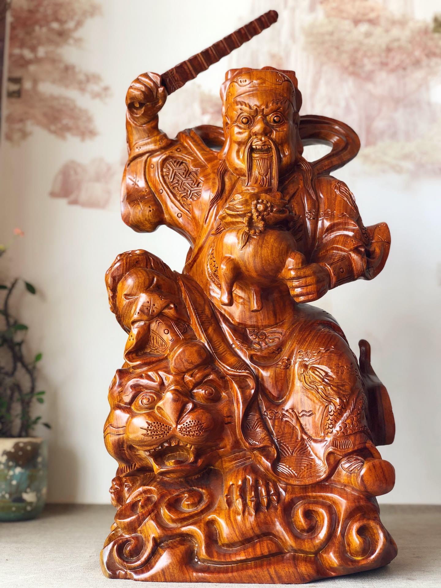 花梨木雕武财神赵公明神像 踏虎赵玄朗赵公元帅招财镇宅礼品摆件