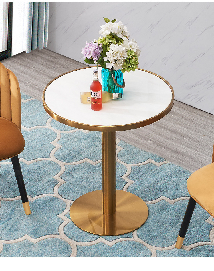 轻奢后现代小户型圆餐桌简约奶茶店咖啡厅桌椅组合商务洽谈小圆桌