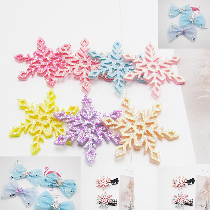 cross-border christmas decoration snowflake gold powder hair accessories hairpin material gold powder snowflake jewelry decoration accessories