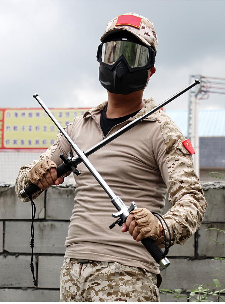 伞兵挡刀甩棍实心带刀甩辊车载合法防身武器防卫用品三节棍伸缩棍