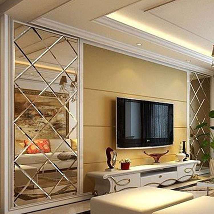 厂家专业定制装饰菱形艺术玻璃,电视背景墙,黑金茶镜银镜灰镜子