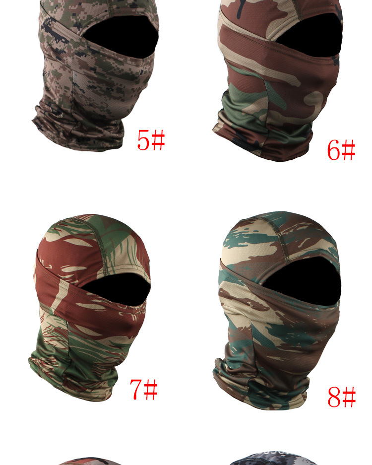 军迷风格战术伪装头套 单孔套头全脸布面罩透气快干弹力防风沙