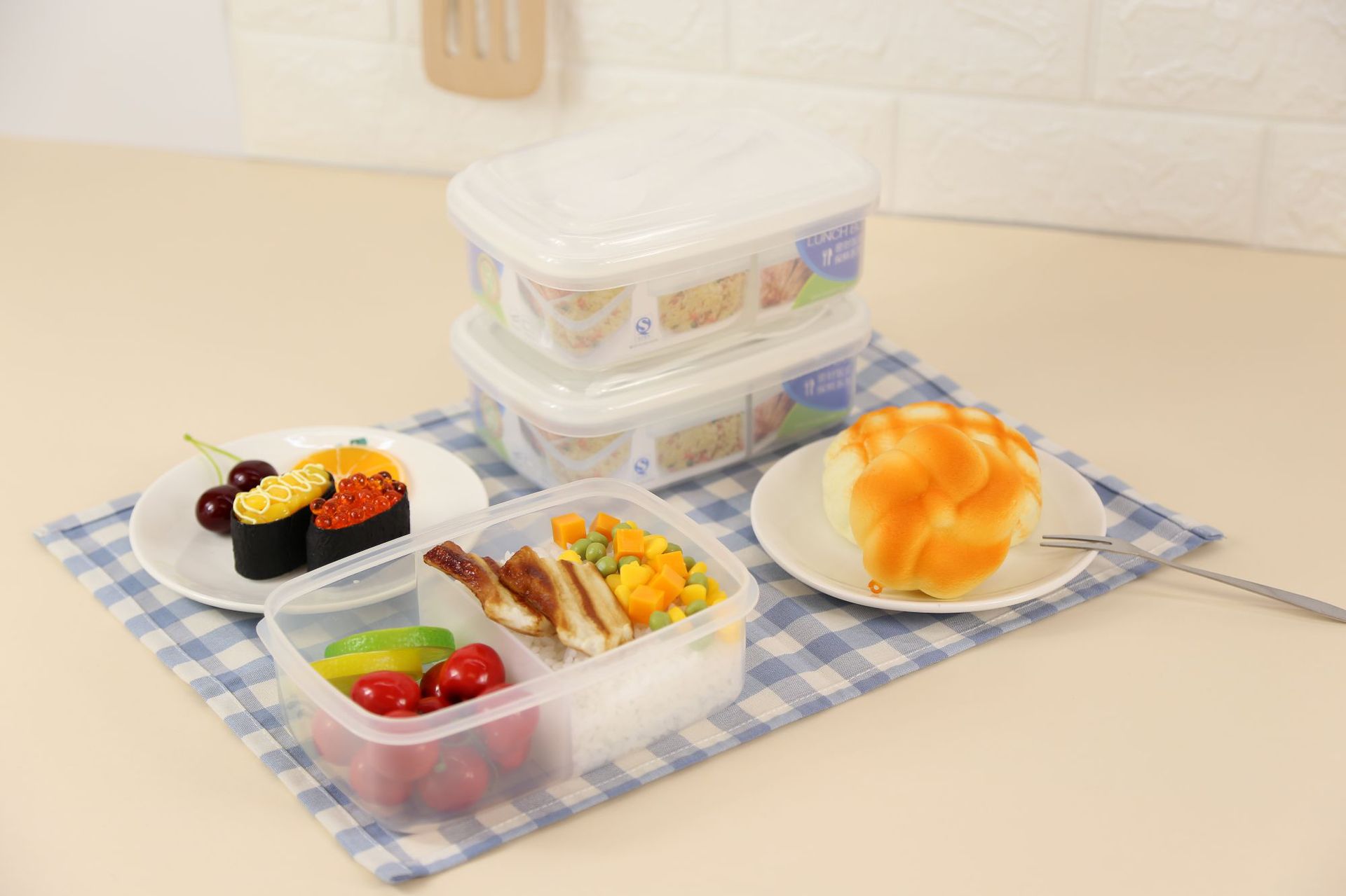 分格微波炉塑料饭盒日式学生成人密封盒食堂简约餐盒保鲜便当盒