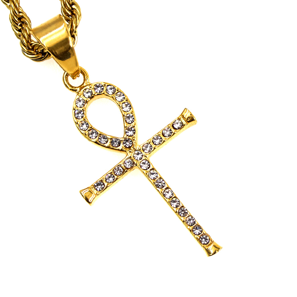 跨境电商源头工厂直供欧美简约潮流古埃及安卡十字架钛钢吊坠