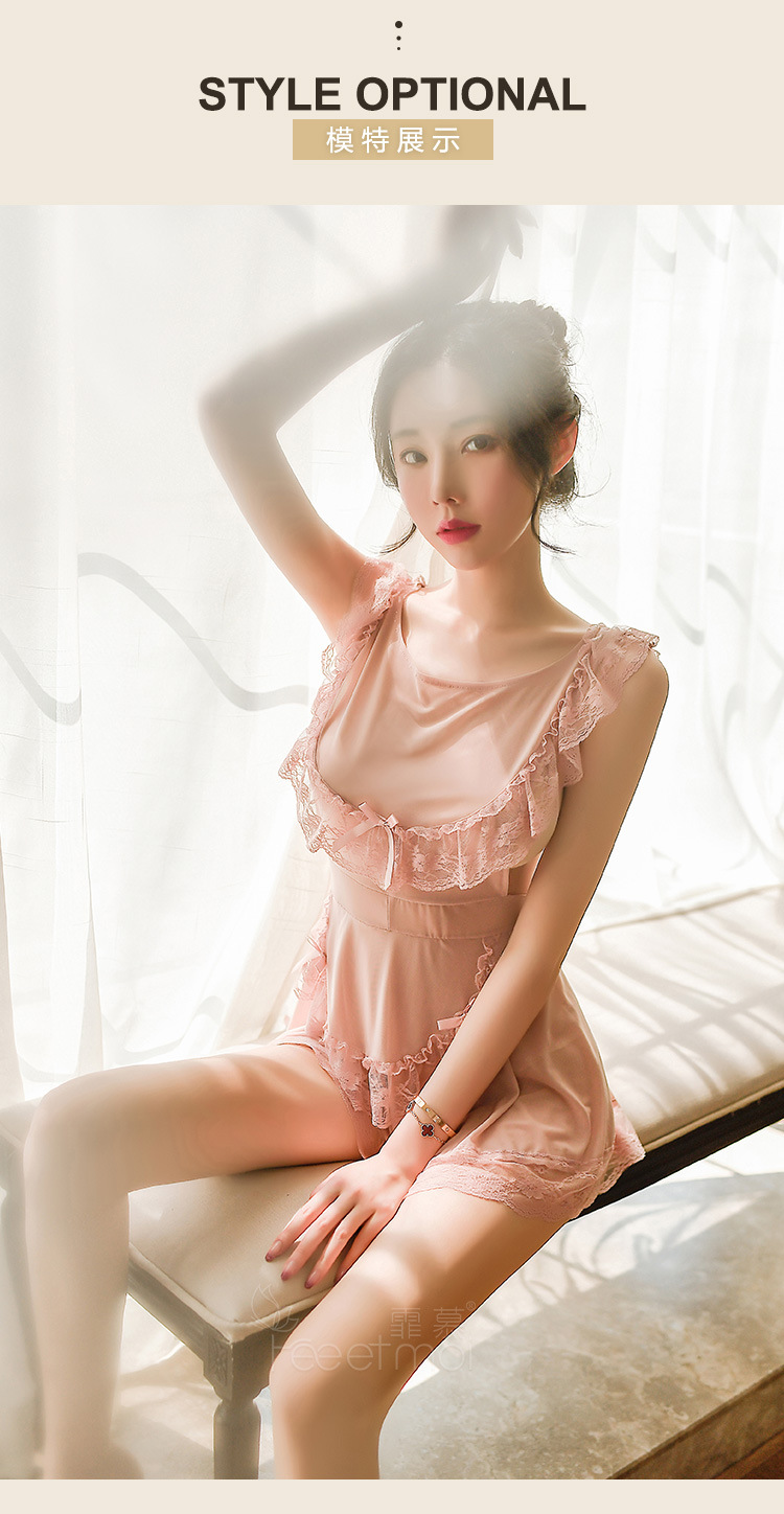 霏慕外贸情趣内衣制服蕾丝诱惑内衣透视性感睡裙睡衣女佣套装7809