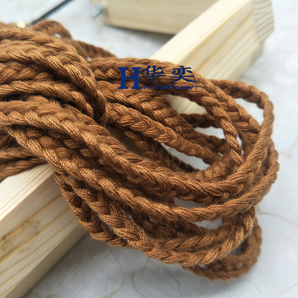 现货6mm三股辫子绳编织麻花棉绳 0.6mm全棉手工diy花边服装配饰