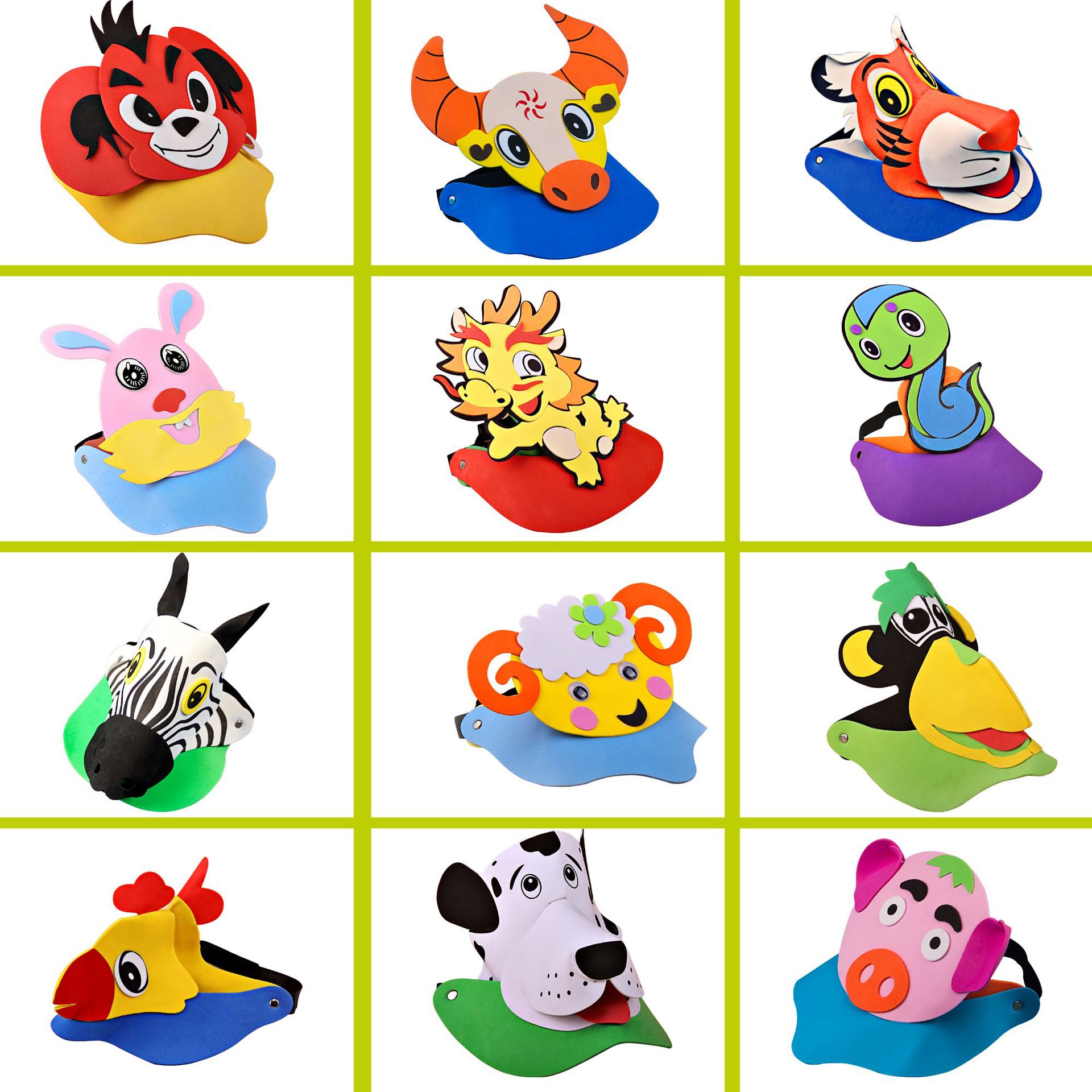 儿童动物头饰表演道具老鼠大灰狼小鸡兔子幼儿园十二生肖卡通帽子