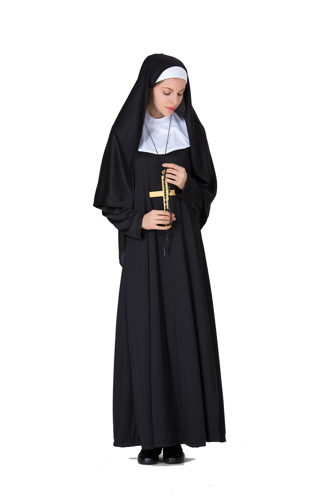 万圣节服装表演服圣母玛利亚服装修女服牧师服装舞会演出服实拍