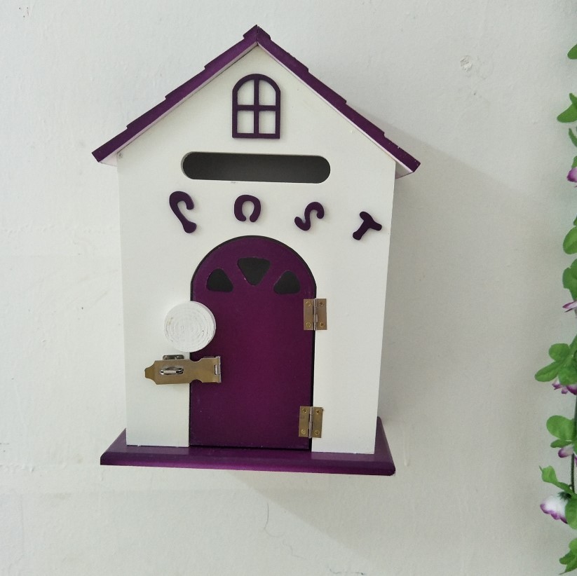 欧式鸟屋信报箱意见箱挂墙田园彩绘木制便民信箱校幼儿园收纳箱学