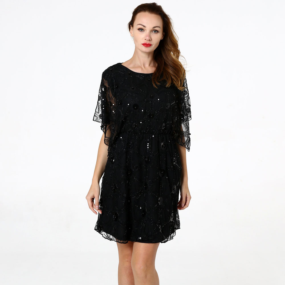 2019夏季新款速卖通欧美女装显瘦仙女气质宴会裙重工亮片裙连衣裙
