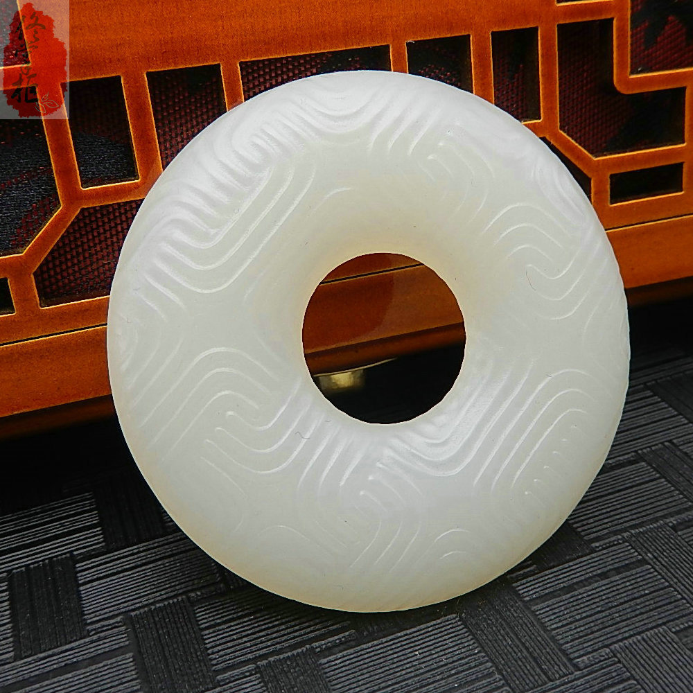 外蒙料白玉环吊坠男女款仿碧玉玉石玉佩玉挂坠车挂配件玉吊坠玉坠