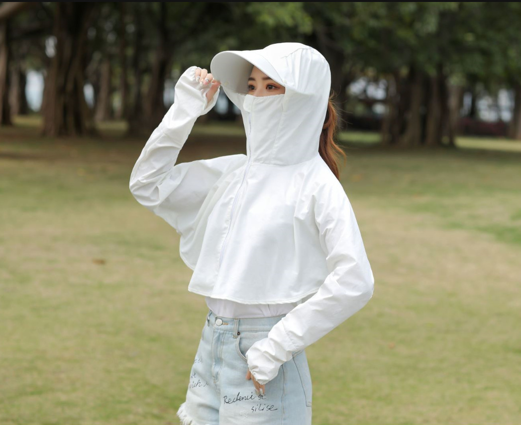 防晒衣女连帽短款防紫外线透气披肩薄款百搭两用学生户外骑车防晒
