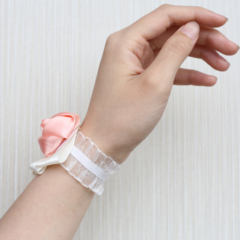 现货手腕花缎带玫瑰新娘伴娘手腕花欧美新品多色可选sw1317-j