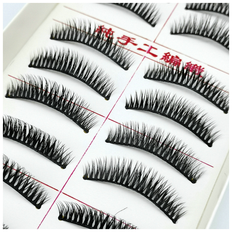 Taiwan Black Stem False Eyelashes 208# Cluster Natural Cross Hard Stem False Eyelashes 10 Pairs Factory Wholesale