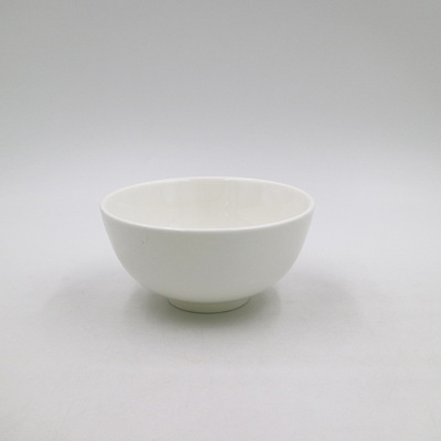 餐厅加厚米饭碗 酒店小汤碗 纯白直口碗 餐具礼品定制logo