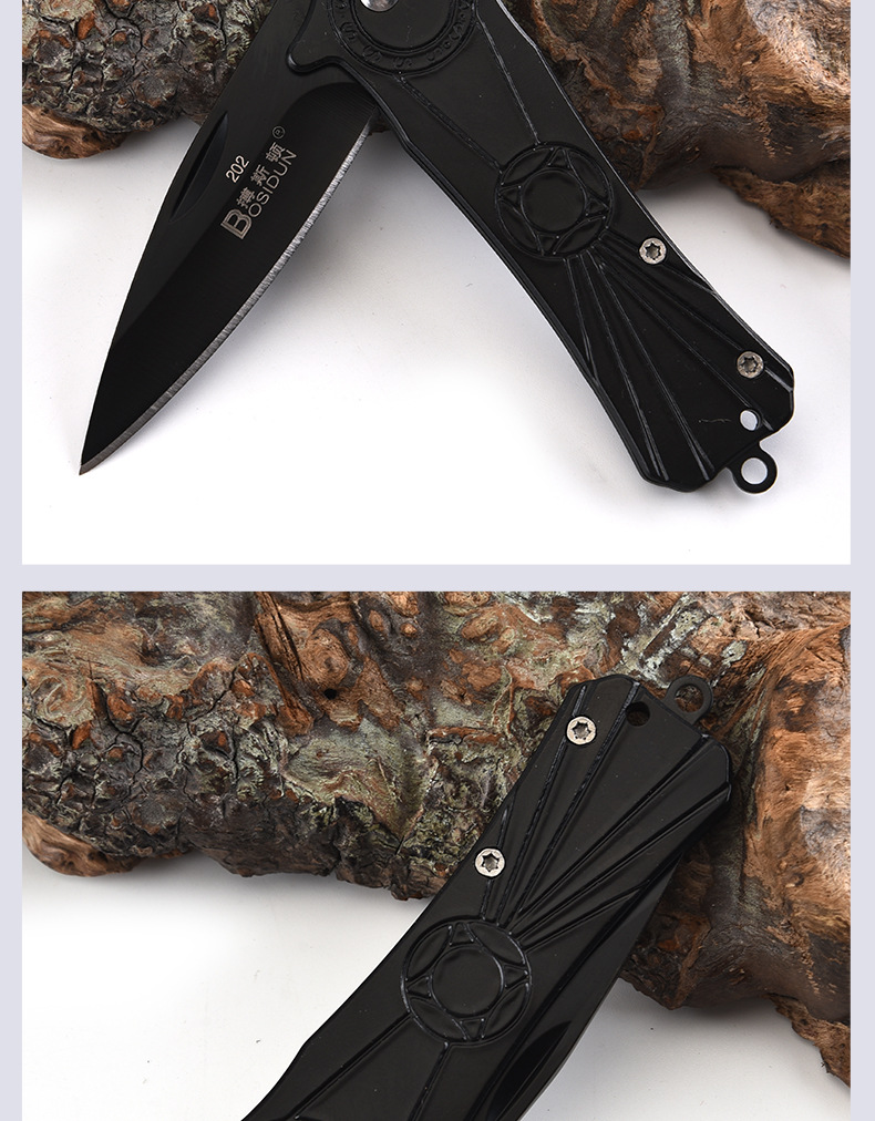 厂家直销 搏斯顿不锈钢户外多功能折叠直刀 可以随身携带十分方便