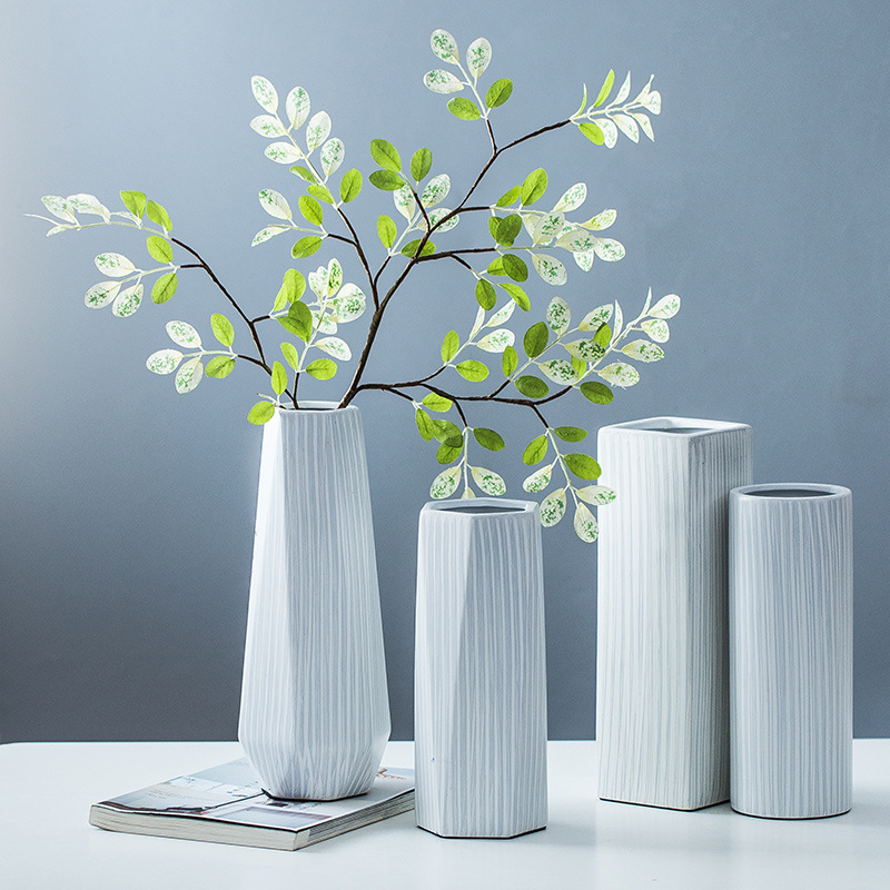 ins简约北欧陶瓷花瓶创意书房卧室客厅摆件花插彩绘色釉花瓶器皿