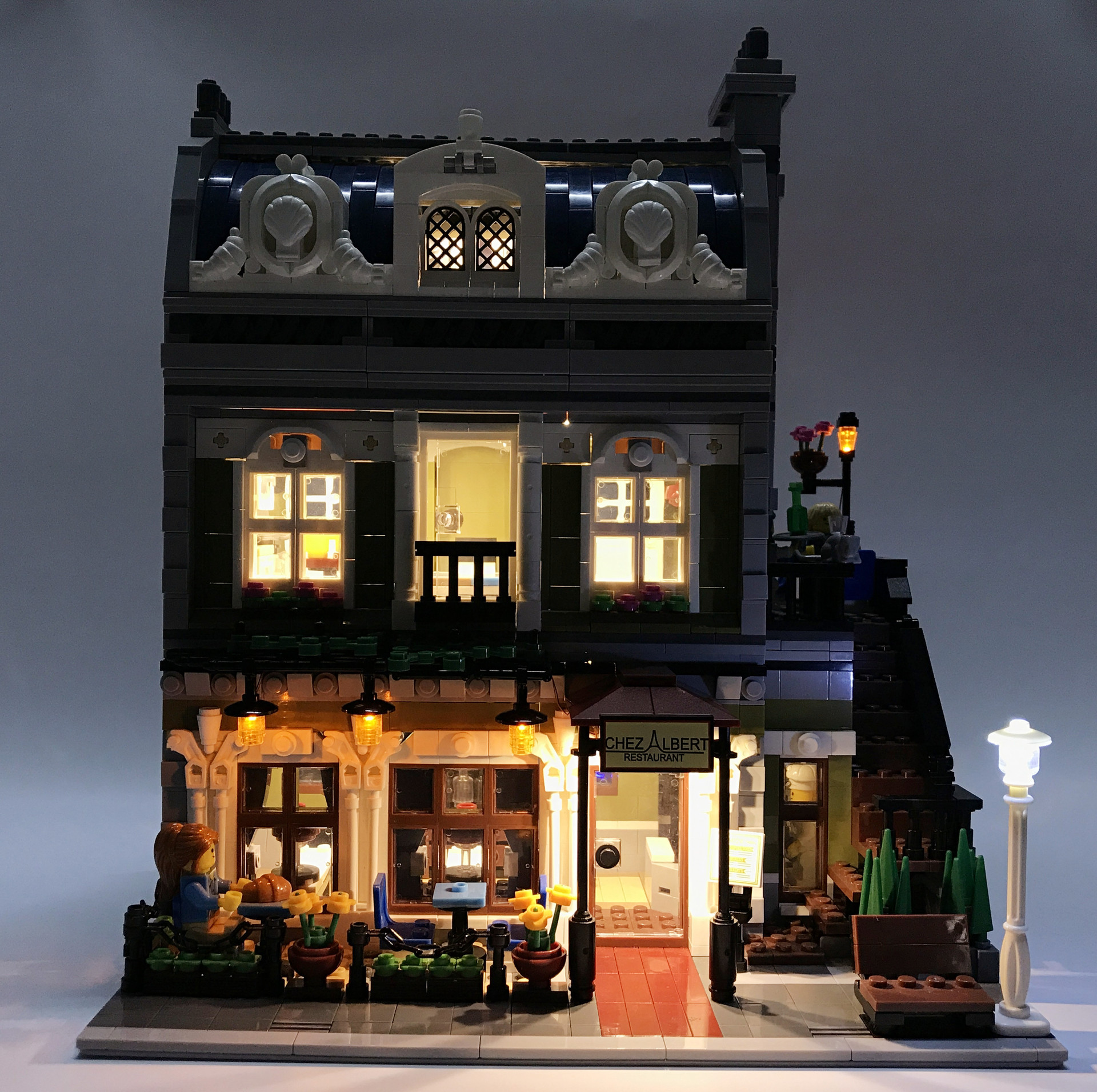 moc兼容乐高街景系列巴黎餐厅diy专用灯组usb灯饰灯串积木配件