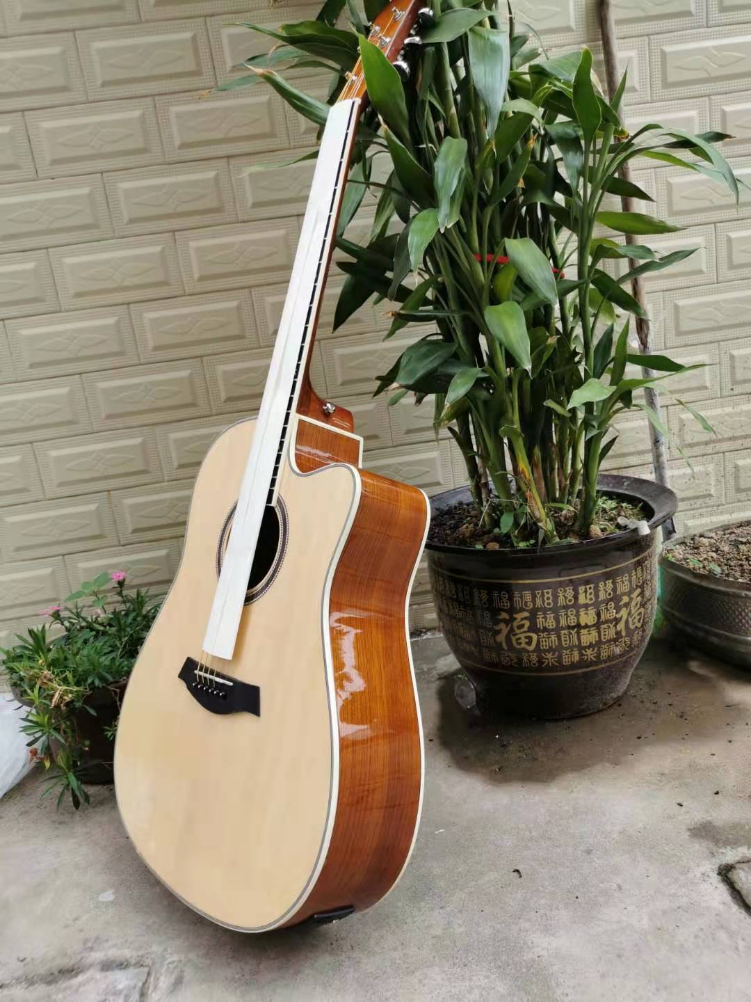 eq电箱亮光单板41寸云杉班马木民谣吉他初学者新手入门演奏级乐器