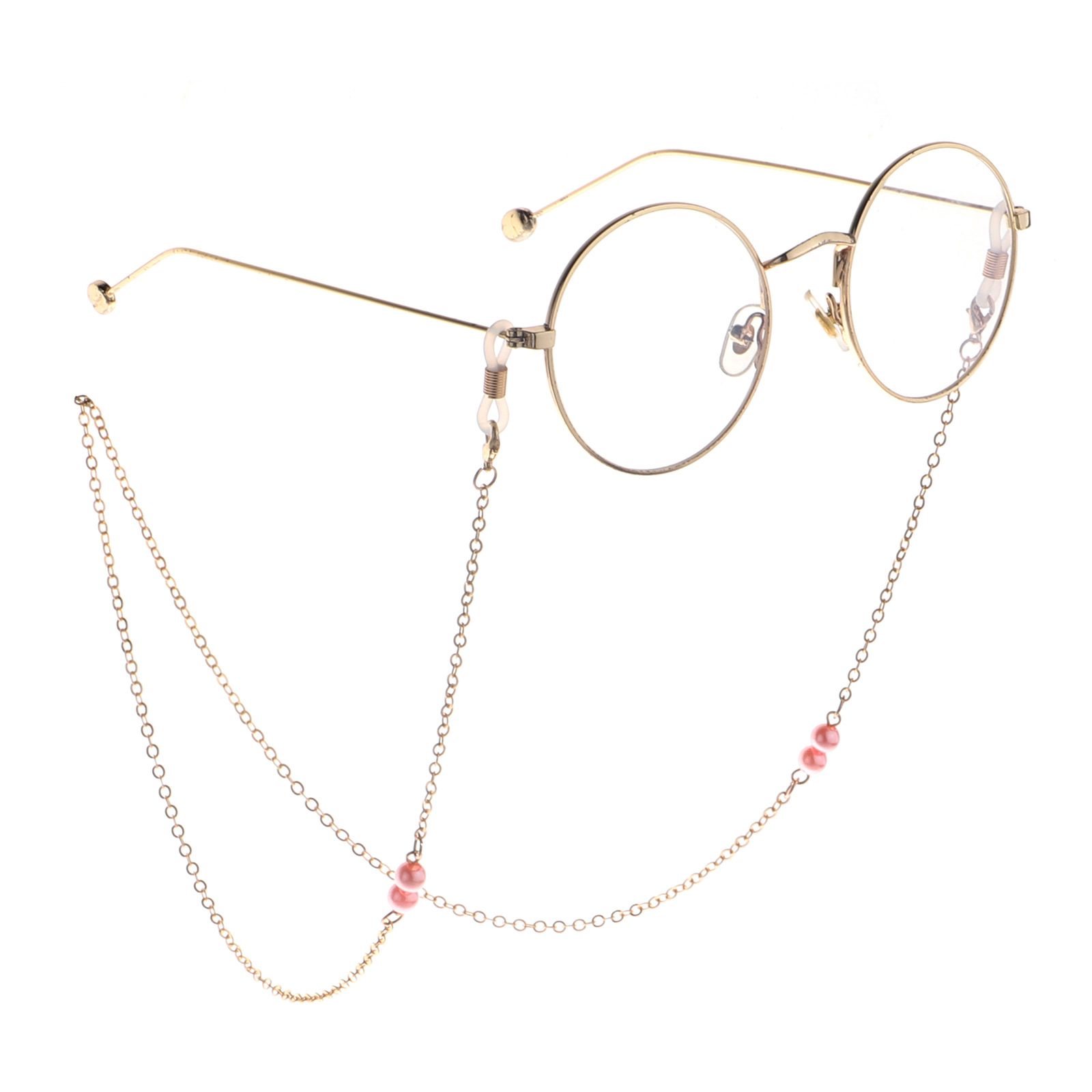 网红同款 保色不易褪色厂家直销 时尚简约 金色 粉色 珍珠眼镜链