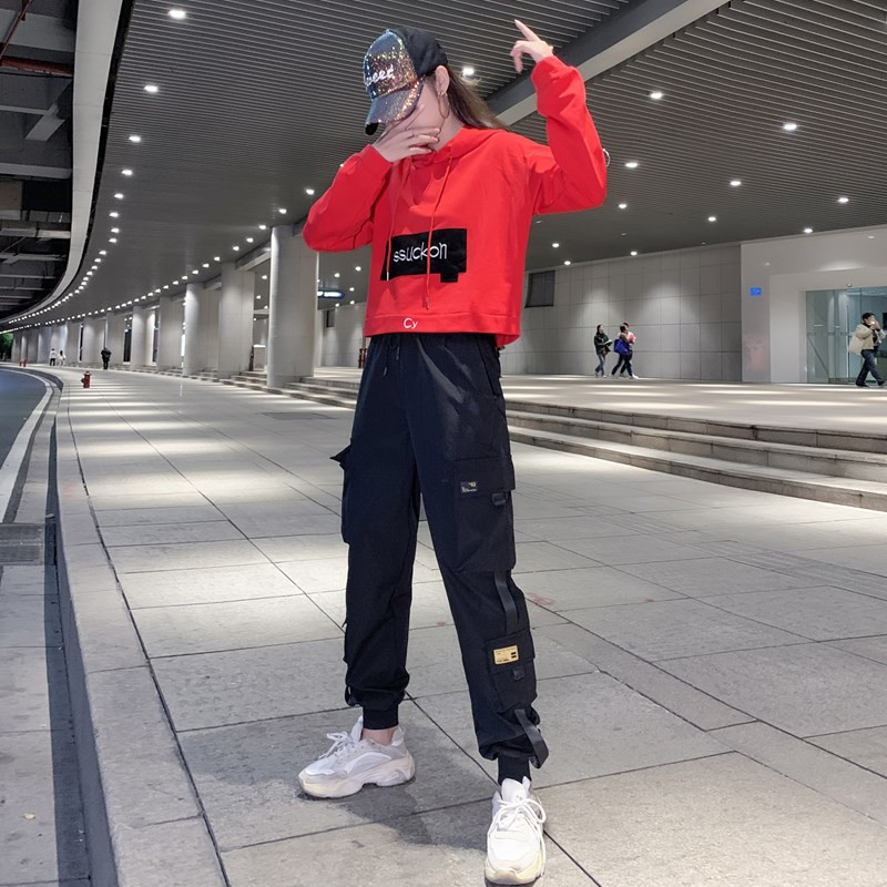 实拍曳步舞服装新款套装男纯棉宽松鬼步舞衣服女广场舞运动装秋冬