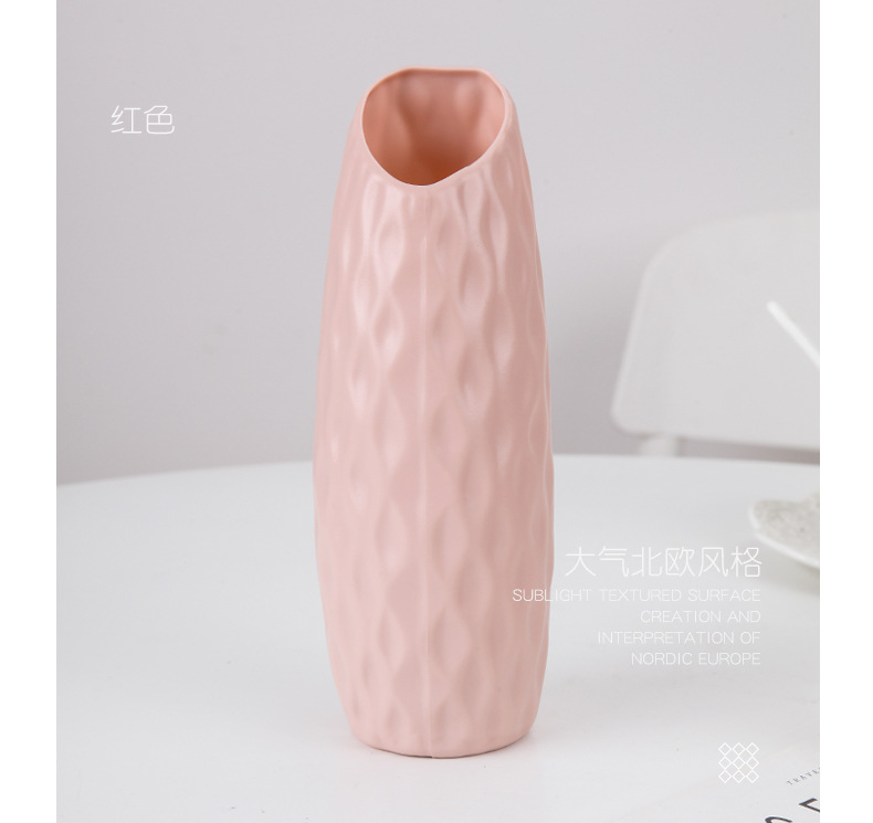 European-Style Simple Plastic Imitation Porcelain Color Hydroponic Craft Dried Flower Living Room Decoration Vase Manufacturer New Product 0755-4