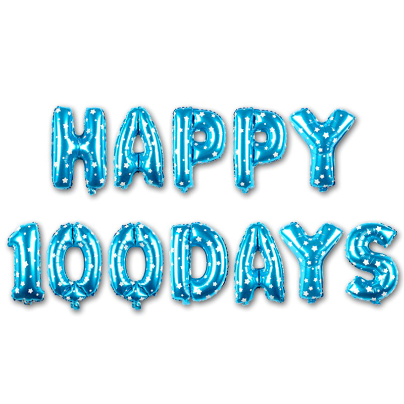 16寸happy100 days铝膜气球字母套餐 宝宝百日宴装饰气球可悬挂