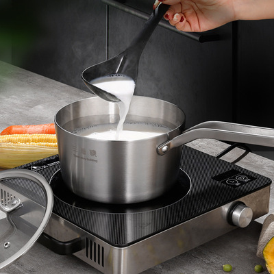 汤锅304不锈钢加厚奶锅家用双耳小煮锅炖锅火锅锅燃气电磁炉专用