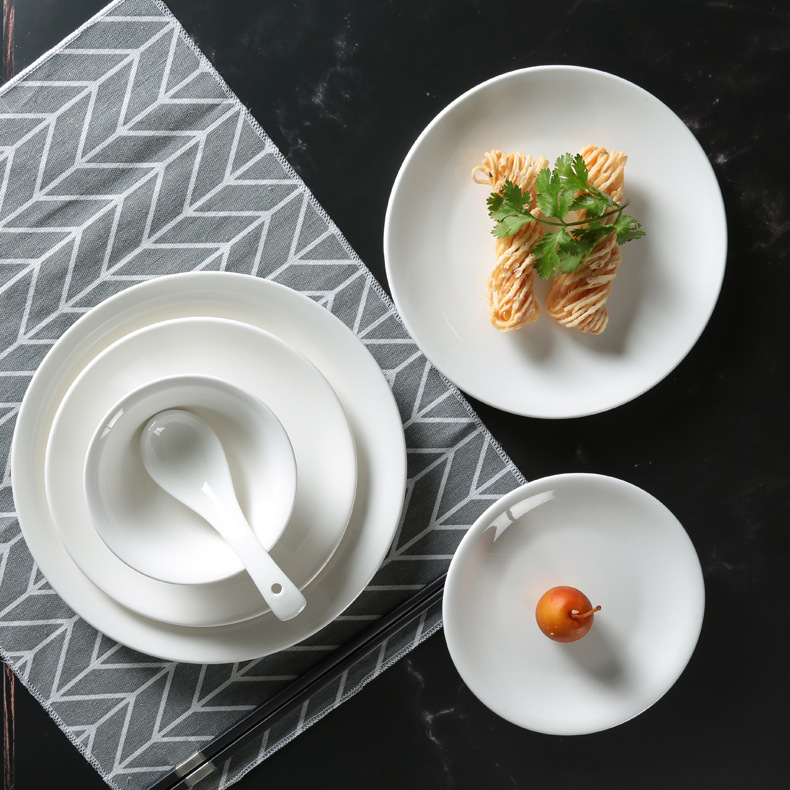 餐具四件套饭店陶瓷碗碟杯勺套装酒店饭店摆台定制餐具