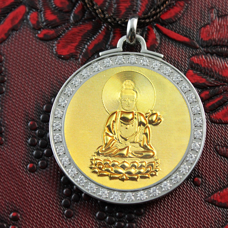 十二生肖本命佛吊坠生肖马守护佛大势至菩萨项链钛钢锗石饰品