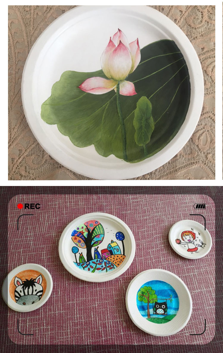 纸浆白盘子蛋糕盘 一次性纸盘纸碟子 画画 幼儿园手工diy材料