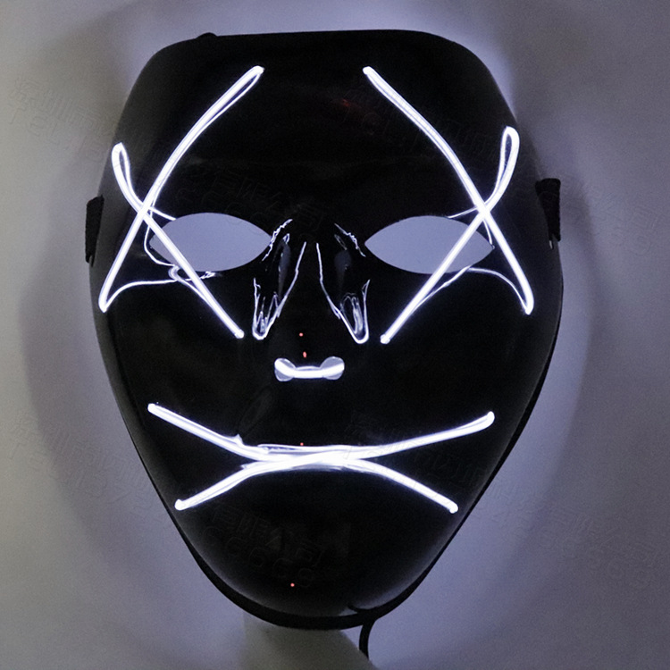 发光哭嘴笑脸led面具万圣节化妆舞会party装饰el狂欢节庆跨境电商