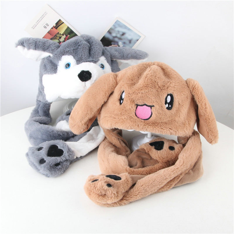 抖音同款加绒保暖小动物帽子女童网红可爱长耳朵会动皮卡丘帽潮