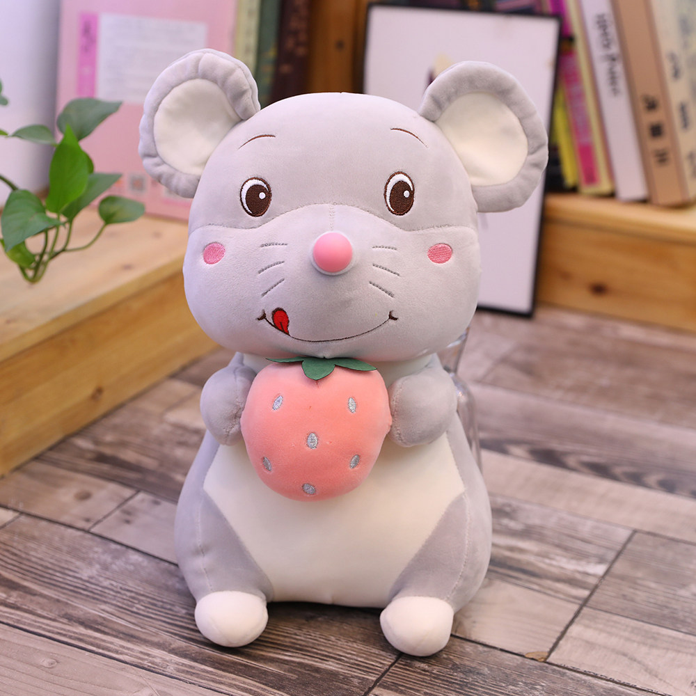 软萌水果鼠布娃娃 羽绒棉可爱水果鼠公仔 可爱萌鼠吃水果