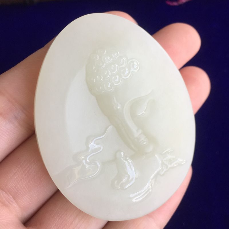 精美和田白玉侧面佛祖头像玉石吊坠释迦牟尼佛观音佛挂饰挂件
