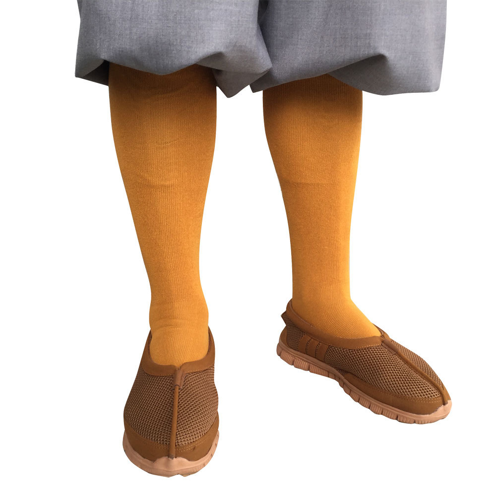 浮莲笙佛教佛具四季超弹力针织毛线棉质加长版僧袜免绑腿僧袜男