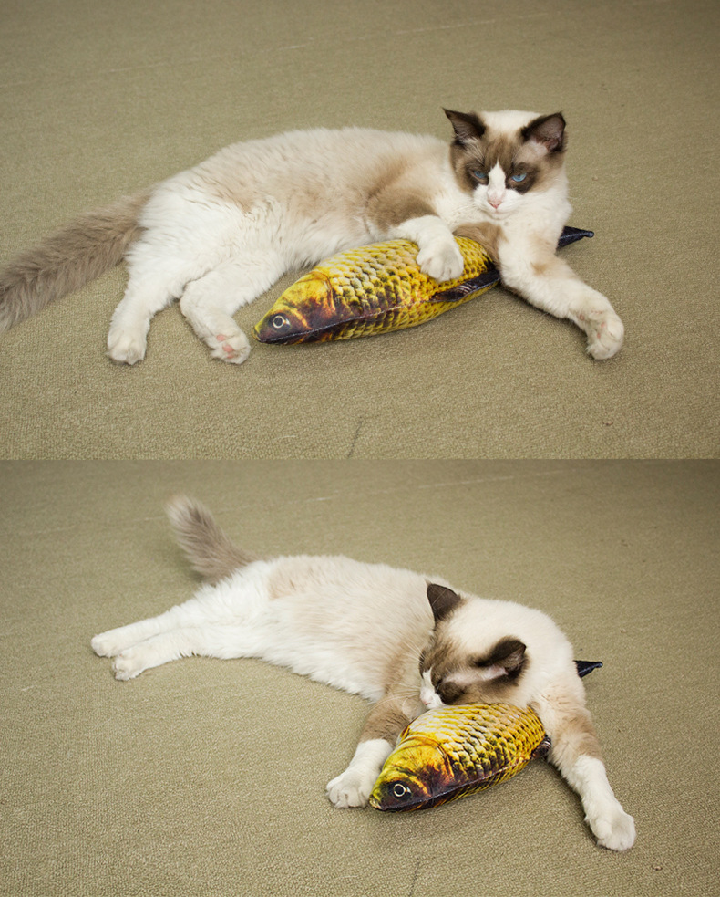 猫咪用品猫薄荷草3d鱼型猫玩具逗猫用猫枕头猫猫抱枕
