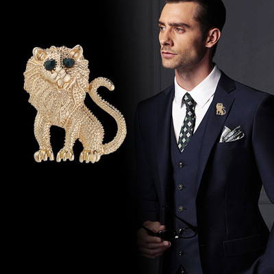 胸针 男士女士个性西装领针扣 欧美原创设计霸气狮子别针徽章批发