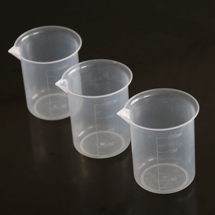 现货200ml塑料烧杯 量杯 塑实验量杯 透明塑料刻度量杯