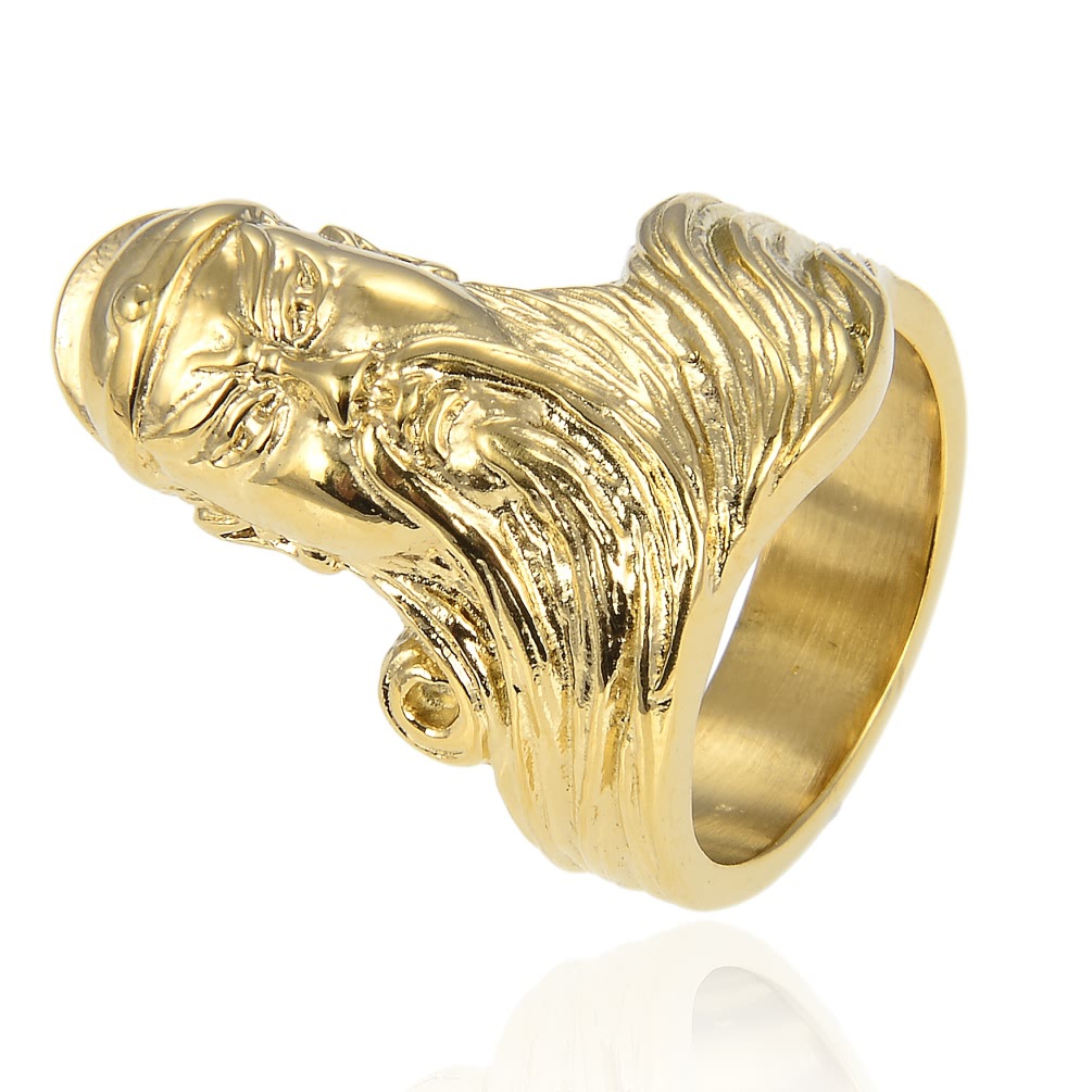 关公头像钛钢指环民族风饰品 不锈钢戒指批发 忠义无双关羽