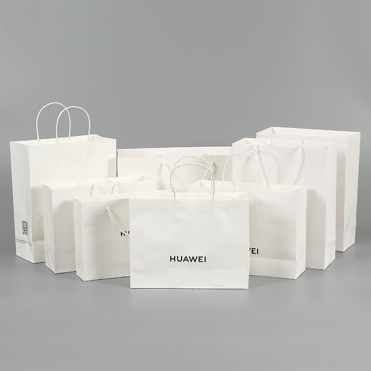 厂家直供现货手机纸袋白色牛皮纸手提袋礼袋华为官方包装袋购物袋